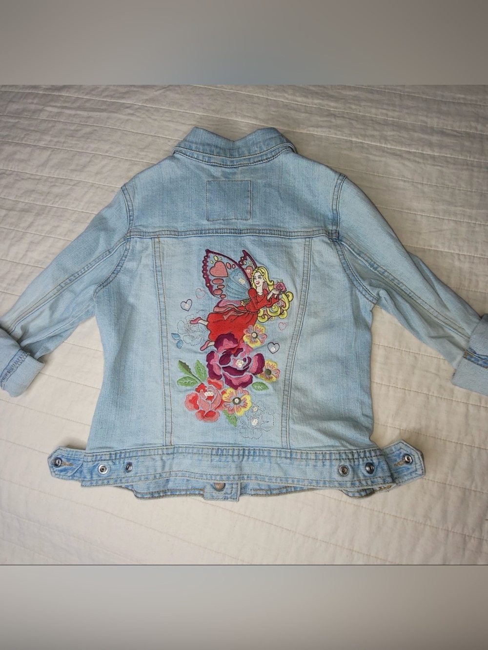 Girls The Children’s Place Fairy Embroidered Jean Jacket Size 7/8